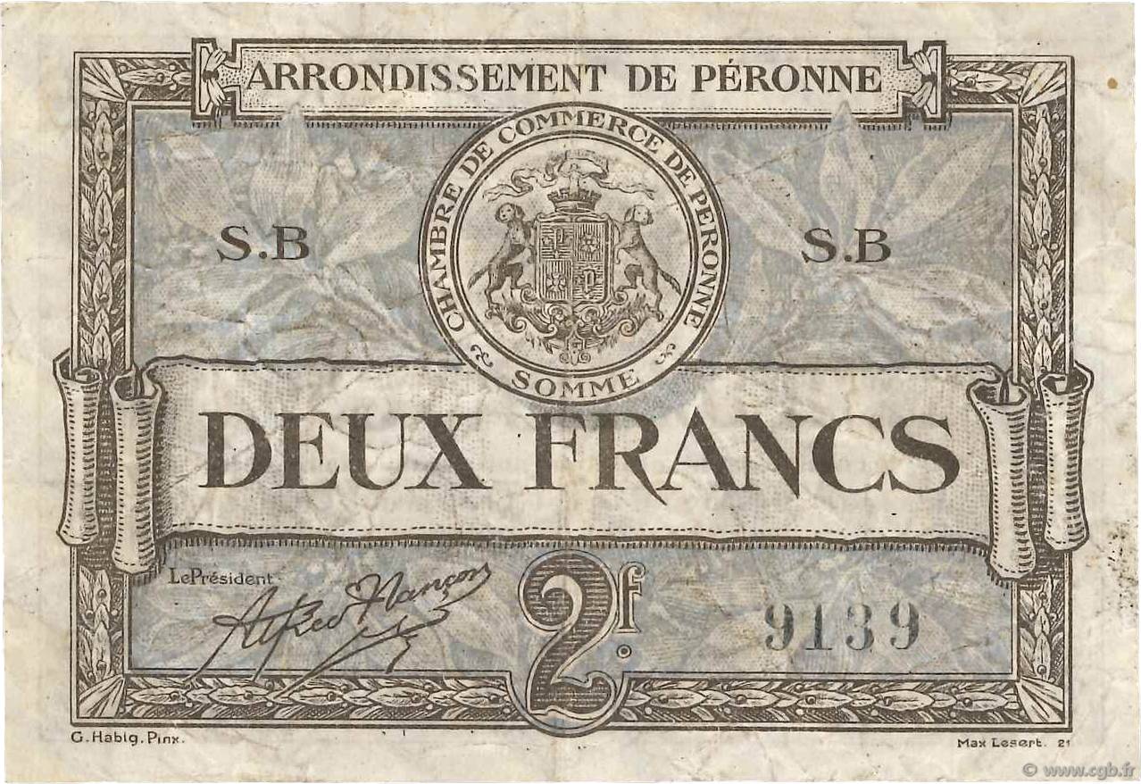 2 Francs FRANCE Regionalismus und verschiedenen Péronne 1920 JP.099.03 S
