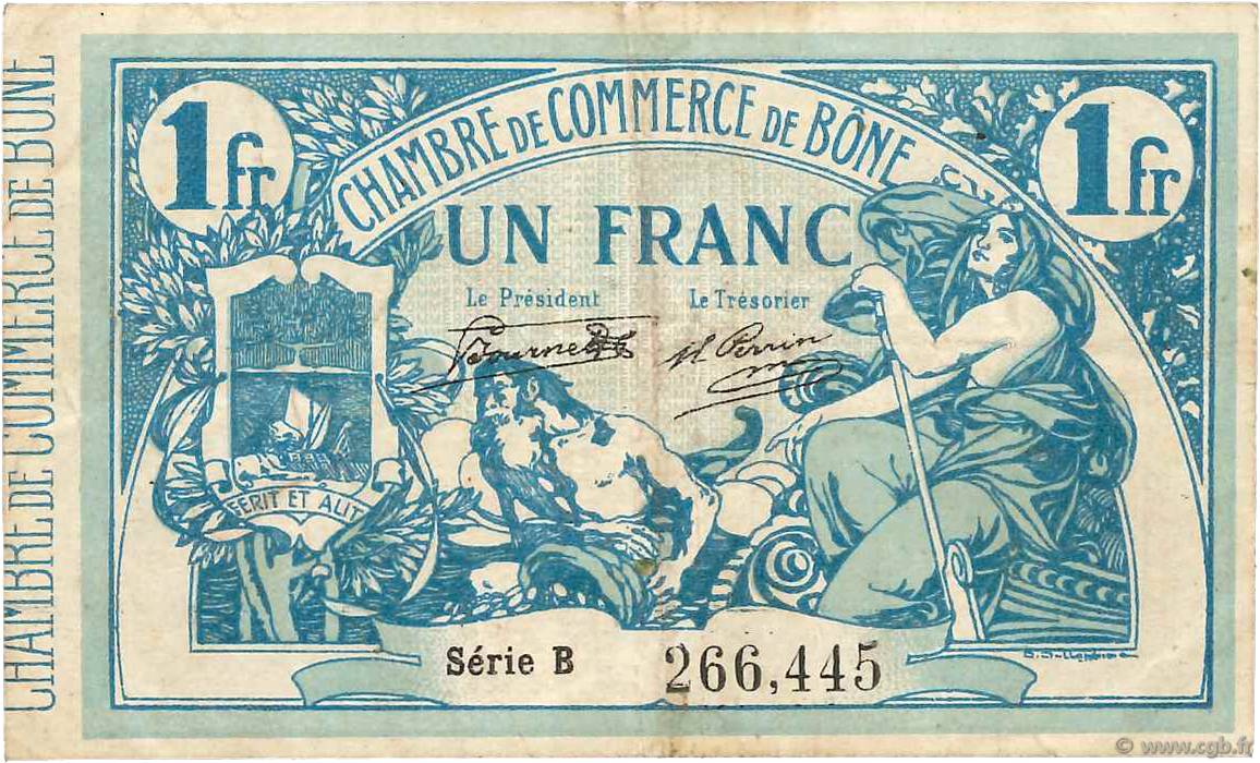 1 Franc FRANCE regionalismo y varios Bône 1917 JP.138.05 BC+