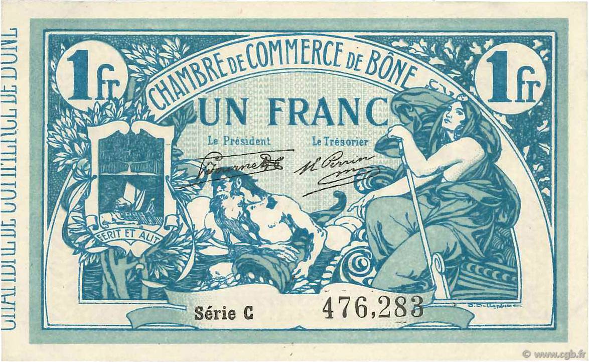 1 Franc FRANCE regionalism and various Bône 1919 JP.138.10 XF+