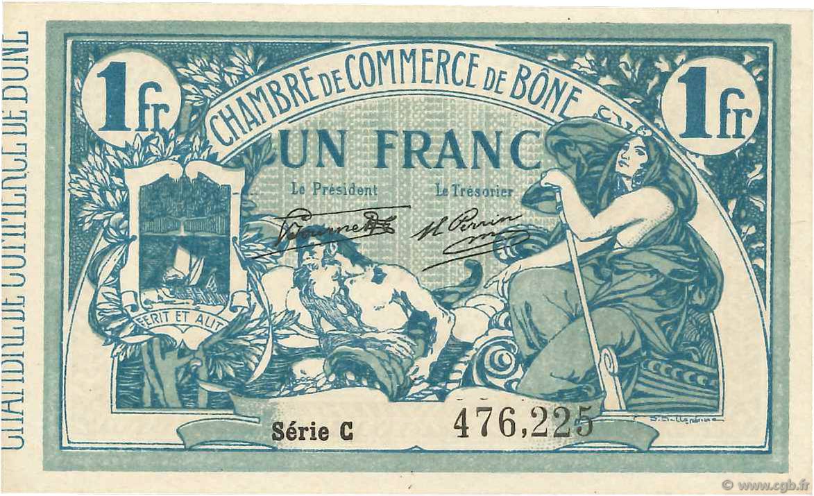 1 Franc FRANCE regionalismo y varios Bône 1919 JP.138.10 FDC