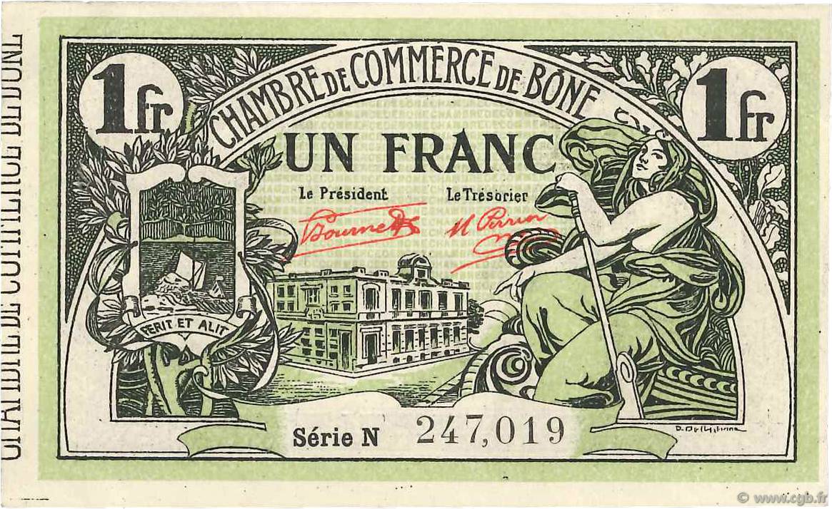 1 Franc FRANCE regionalismo y varios Bône 1921 JP.138.19 EBC