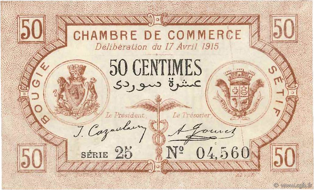 50 Centimes FRANCE regionalism and various Bougie, Sétif 1915 JP.139.01 XF