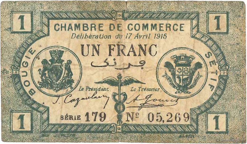 1 Franc FRANCE regionalismo e varie Bougie, Sétif 1915 JP.139.02 q.MB