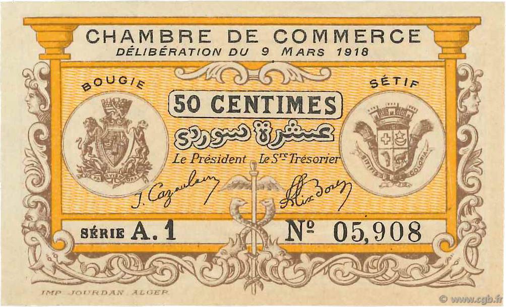 50 Centimes FRANCE regionalismo y varios Bougie, Sétif 1918 JP.139.03 SC+
