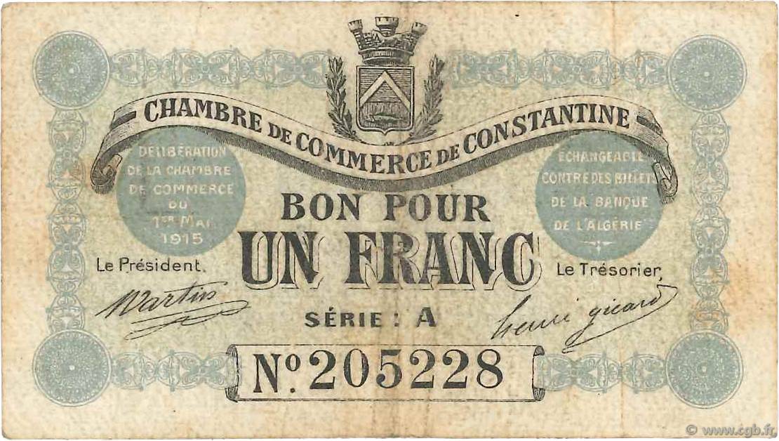 1 Franc FRANCE regionalismo e varie Constantine 1915 JP.140.02 MB