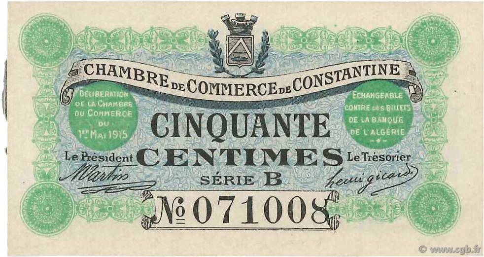 50 Centimes FRANCE Regionalismus und verschiedenen Constantine 1915 JP.140.03 fST