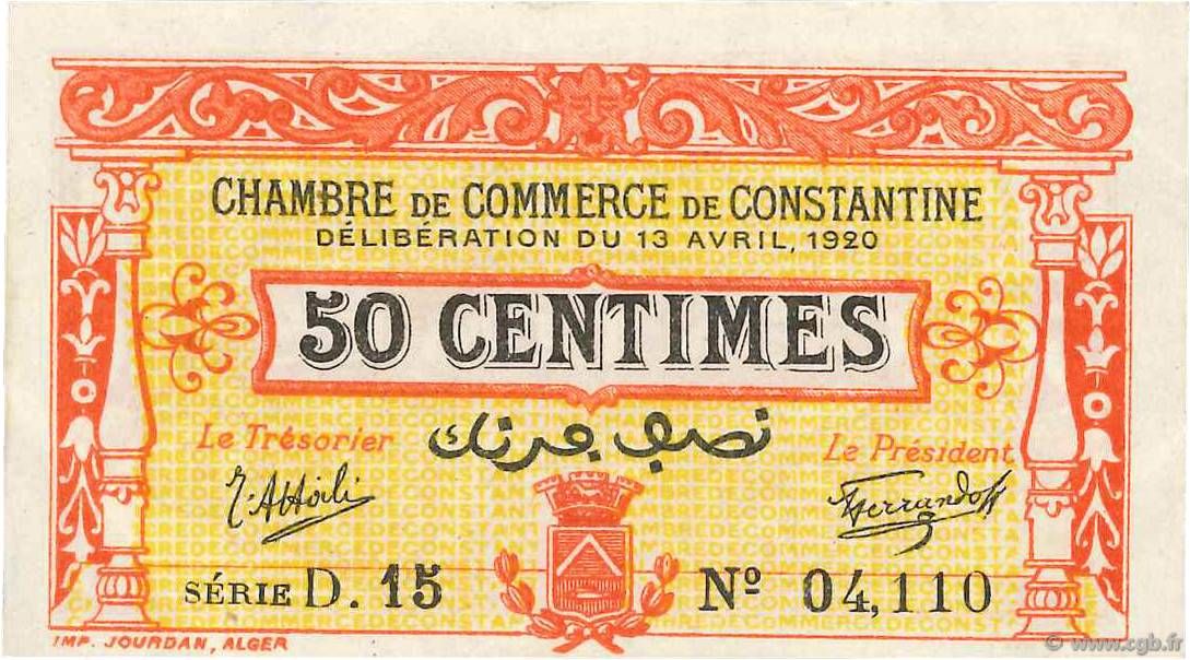 50 Centimes FRANCE regionalismo e varie Constantine 1920 JP.140.23 SPL+