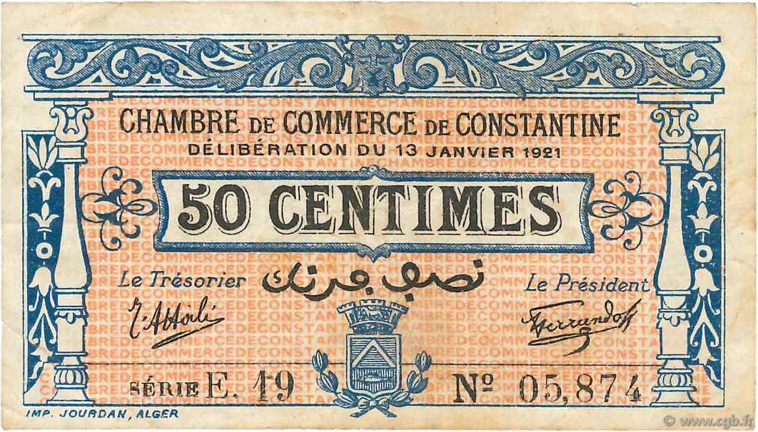 50 Centimes FRANCE regionalism and various Constantine 1921 JP.140.25 F