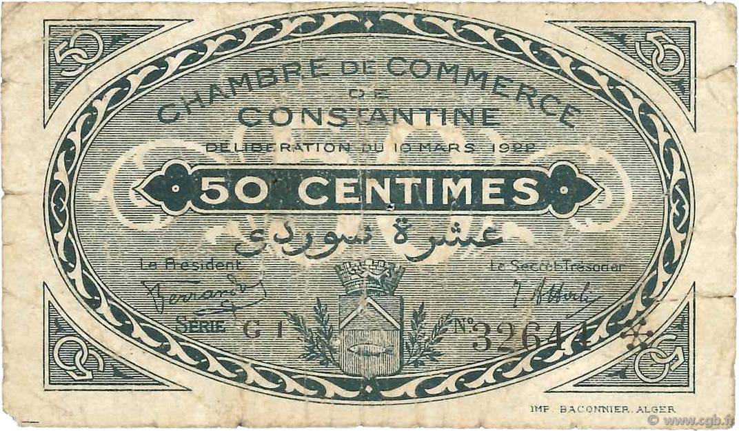 50 Centimes FRANCE regionalismo e varie Constantine 1922 JP.140.38 B