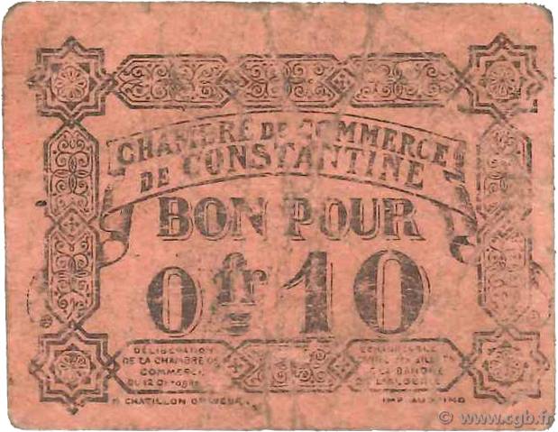 10 Centimes FRANCE Regionalismus und verschiedenen Constantine 1915 JP.140.49 fS