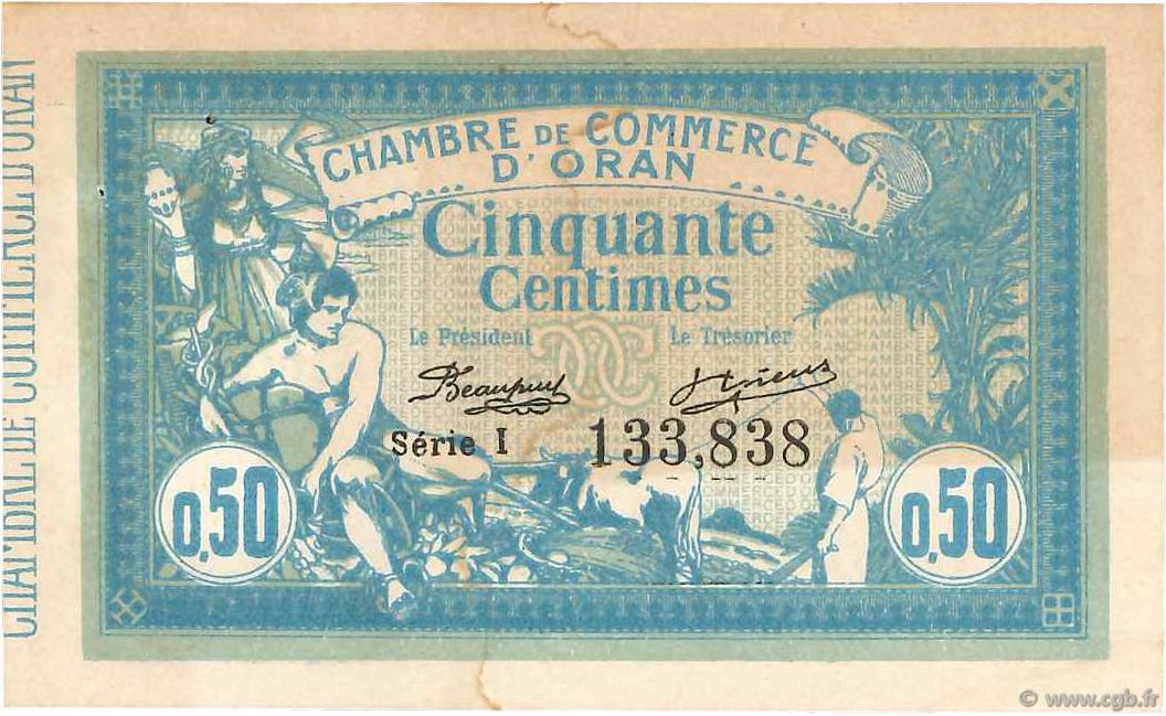 50 Centimes FRANCE Regionalismus und verschiedenen Oran 1915 JP.141.04 SS