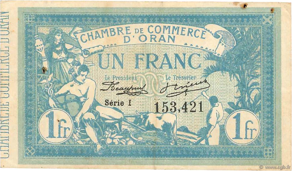 1 Franc FRANCE Regionalismus und verschiedenen Oran 1915 JP.141.08 fSS
