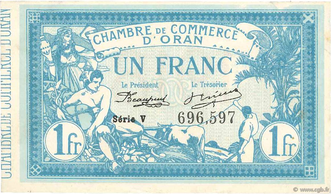 1 Franc FRANCE Regionalismus und verschiedenen Oran 1915 JP.141.20 fVZ
