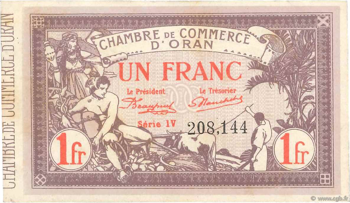 1 Franc FRANCE Regionalismus und verschiedenen Oran 1920 JP.141.23 fVZ