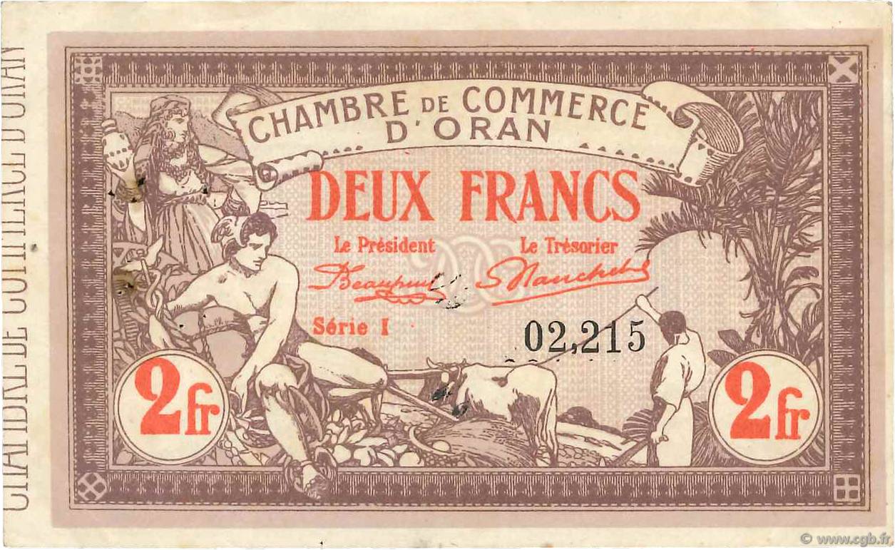 2 Francs FRANCE regionalismo e varie Oran 1920 JP.141.24 BB