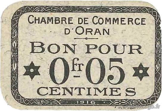 5 Centimes FRANCE regionalismo y varios Oran 1916 JP.141.46 SC+
