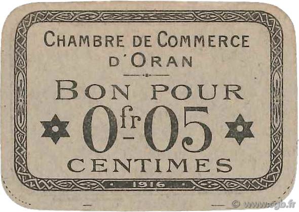 5 Centimes FRANCE regionalismo e varie Oran 1916 JP.141.48 SPL+
