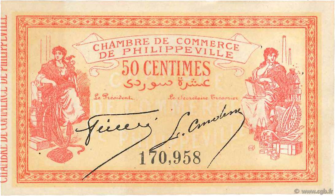 50 Centimes FRANCE regionalism and various Philippeville 1914 JP.142.03 XF+