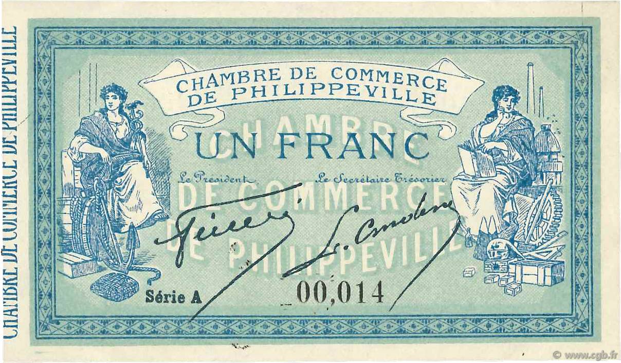 1 Franc FRANCE regionalismo y varios Philippeville 1914 JP.142.07 MBC+
