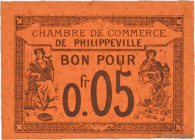 5 Centimes FRANCE regionalismo e varie Philippeville 1915 JP.142.12var. FDC