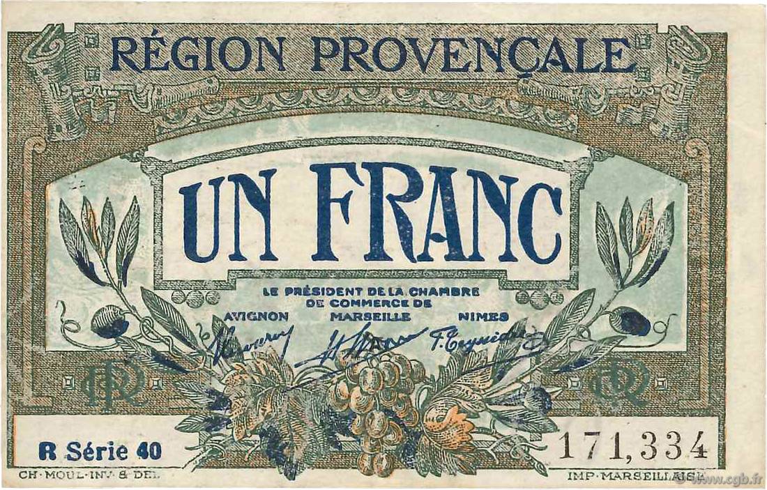 1 Franc FRANCE regionalismo y varios Alais, Arles, Avignon, Gap, Marseille, Nîmes, Toulon 1918 JP.102.12 EBC