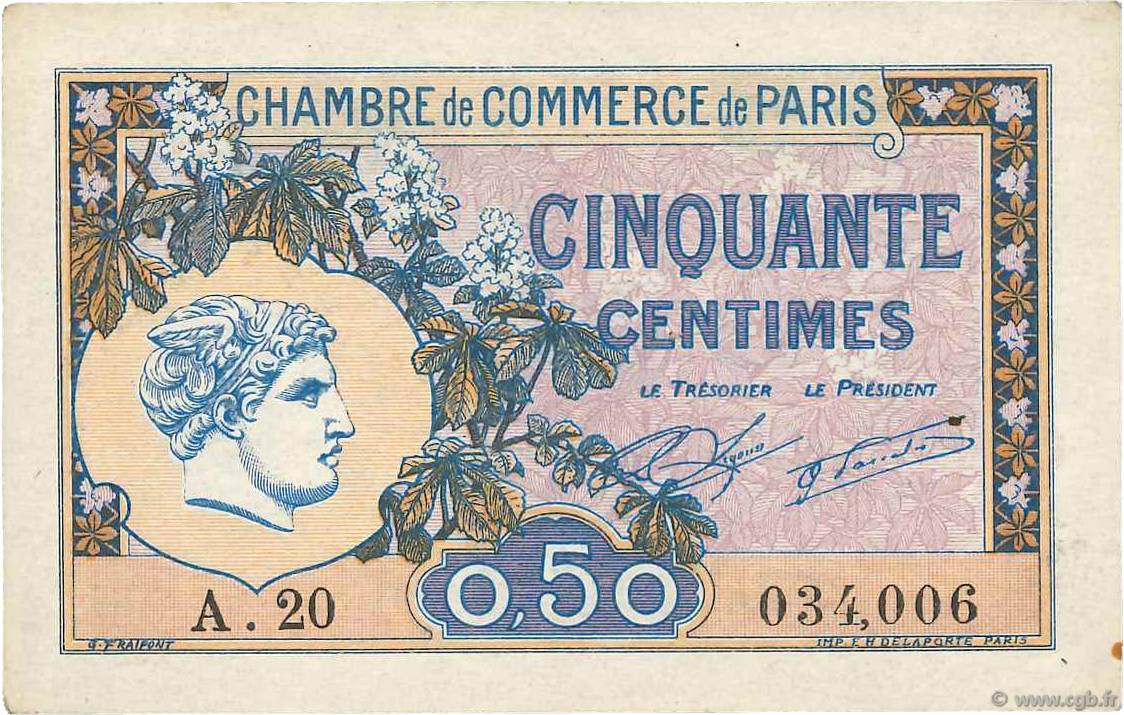 50 Centimes FRANCE regionalismo e varie Paris 1920 JP.097.31 BB