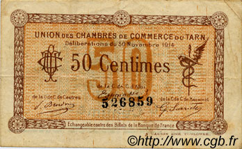 50 Centimes FRANCE regionalismo e varie Albi - Castres - Mazamet 1914 JP.005.01 MB
