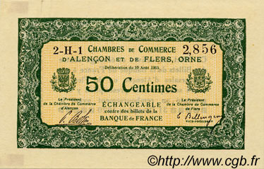 50 Centimes FRANCE Regionalismus und verschiedenen Alencon et Flers 1915 JP.006.16 SS to VZ