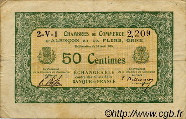 50 Centimes FRANCE regionalism and various Alencon et Flers 1915 JP.006.16 F
