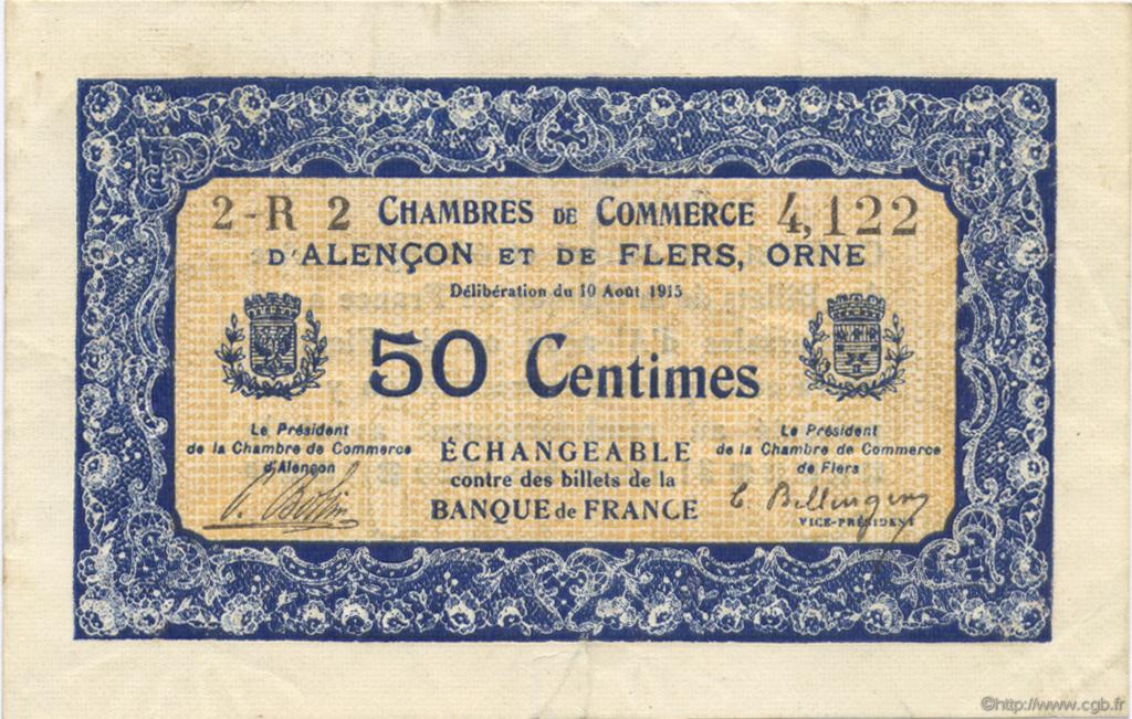 50 Centimes FRANCE Regionalismus und verschiedenen Alencon et Flers 1915 JP.006.21 SS to VZ