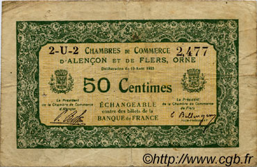 50 Centimes FRANCE regionalismo e varie Alencon et Flers 1915 JP.006.23 MB