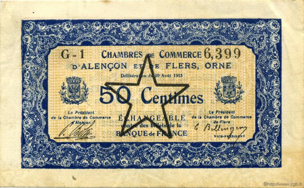 50 Centimes FRANCE regionalism and various Alencon et Flers 1915 JP.006.29 VF - XF