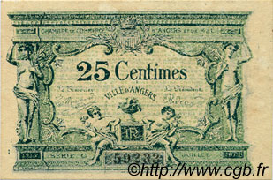 25 Centimes FRANCE regionalismo y varios Angers  1917 JP.008.04 MBC a EBC