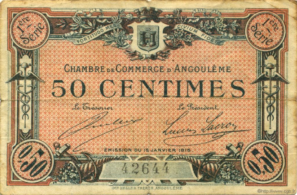 50 Centimes FRANCE régionalisme et divers Angoulême 1915 JP.009.01 TB