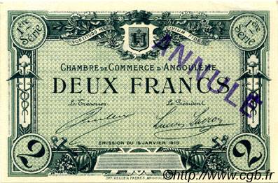2 Francs Annulé FRANCE regionalismo e varie Angoulême 1915 JP.009.07 BB to SPL