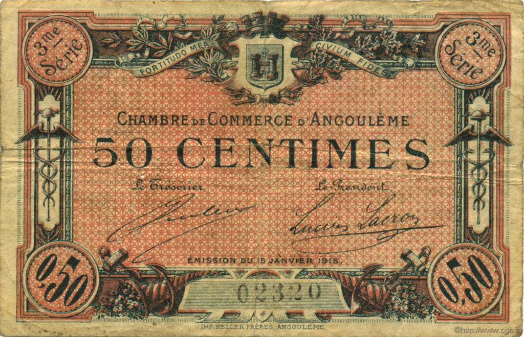 50 Centimes FRANCE régionalisme et divers Angoulême 1915 JP.009.13 TB