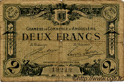2 Francs FRANCE régionalisme et divers Angoulême 1915 JP.009.18 TB