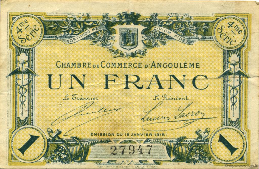1 Franc FRANCE regionalism and miscellaneous Angoulême 1915 JP.009.21 F