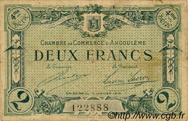 2 Francs FRANCE regionalismo e varie Angoulême 1915 JP.009.31 MB