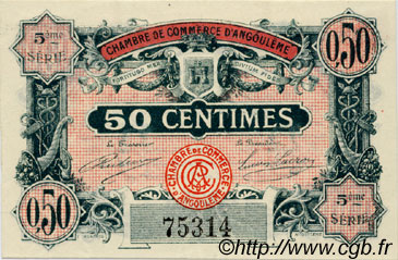 50 Centimes FRANCE regionalismo y varios Angoulême 1917 JP.009.33 SC a FDC