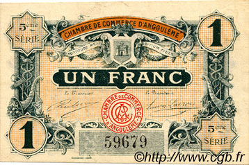 1 Franc FRANCE Regionalismus und verschiedenen Angoulême 1917 JP.009.36 SS to VZ