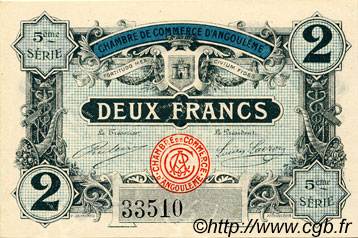2 Francs FRANCE regionalism and various Angoulême 1917 JP.009.38 AU+