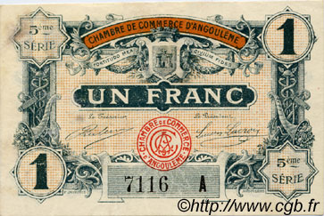 1 Franc FRANCE Regionalismus und verschiedenen Angoulême 1917 JP.009.42 SS to VZ