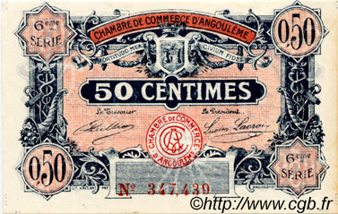 50 Centimes FRANCE Regionalismus und verschiedenen Angoulême 1920 JP.009.46 fST to ST