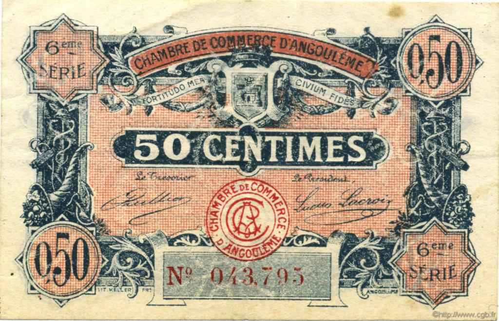 50 Centimes FRANCE regionalism and various Angoulême 1920 JP.009.46 F