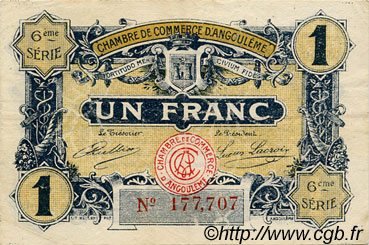 1 Franc FRANCE Regionalismus und verschiedenen Angoulême 1920 JP.009.47 SS to VZ