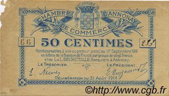 50 Centimes FRANCE regionalismo e varie Annonay 1914 JP.011.07 MB