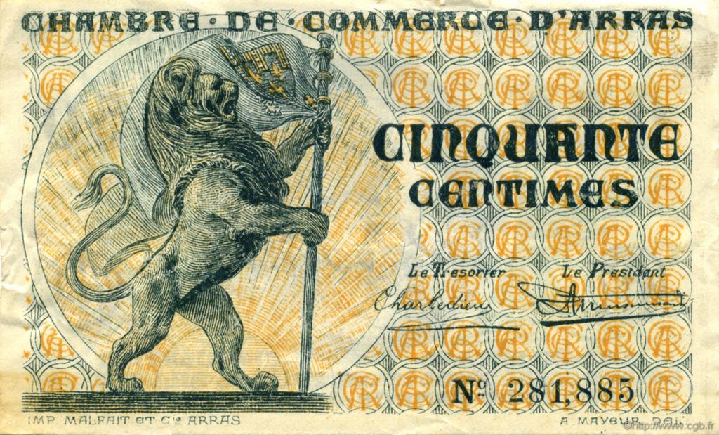 50 Centimes FRANCE Regionalismus und verschiedenen Arras 1918 JP.013.04 S