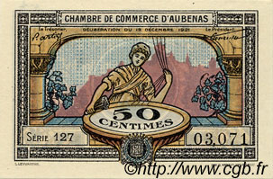 50 Centimes FRANCE regionalism and various Aubenas 1921 JP.014.01 AU+
