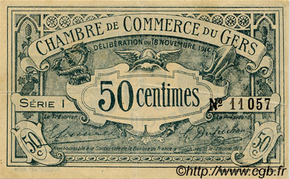 50 Centimes FRANCE regionalism and miscellaneous Auch 1914 JP.015.01 VF - XF